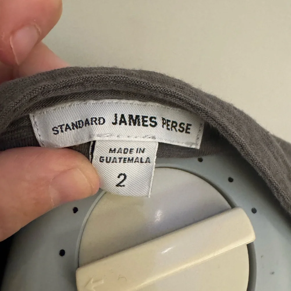 James Perse Charcoal Button-Down Shirt with 3/4 length sleeves - Picture 3 of 7